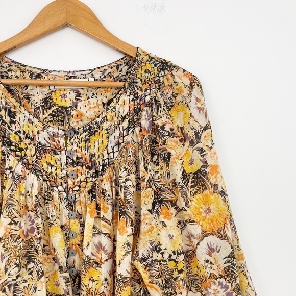 Free People We the Free Cool Meadow Boho Printed Button Down Top Size Small - Picture 6 of 16